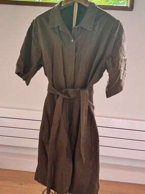 Banana Republic Olive Green Midi Shirt Dress